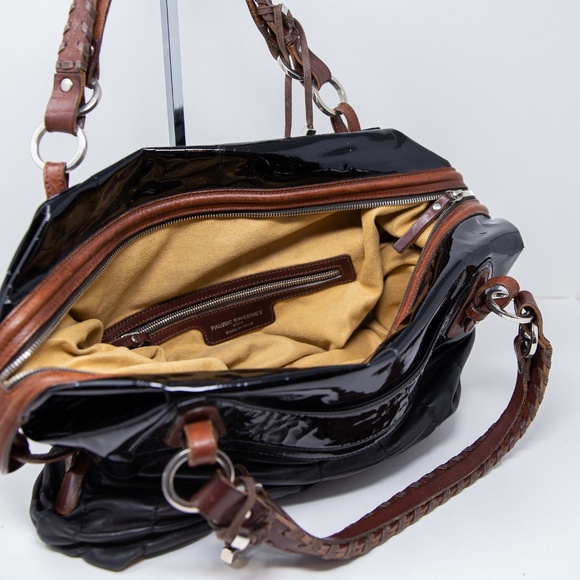 Pauric Sweeney Overnight Patent Leather Oversized Shoulder Purse Tote Bag Black - Picture 4 of 6